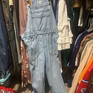 Women's Light Blue Denim Wide Leg Overalls